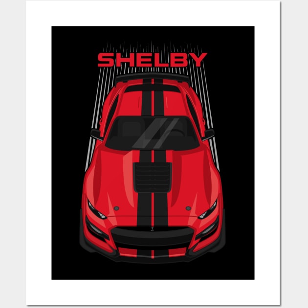 Ford Mustang Shelby GT500 2020-2021 - Race Red - Black Stripes Wall Art by V8social